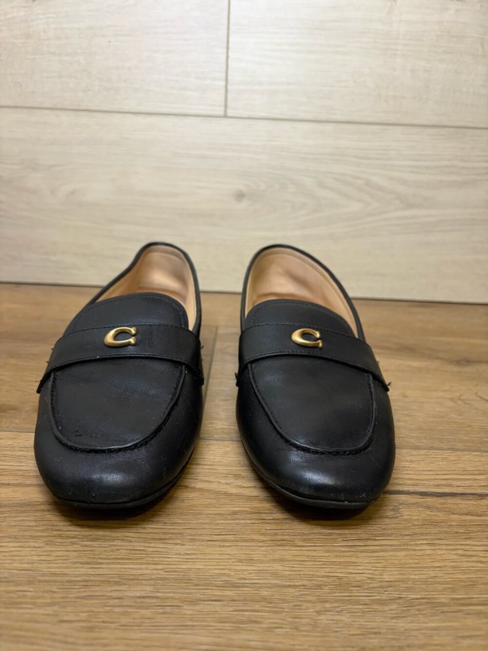 Coach Sculpt C Lth Driver Shoes Womens Black Leather Moc Loafers 8.5B